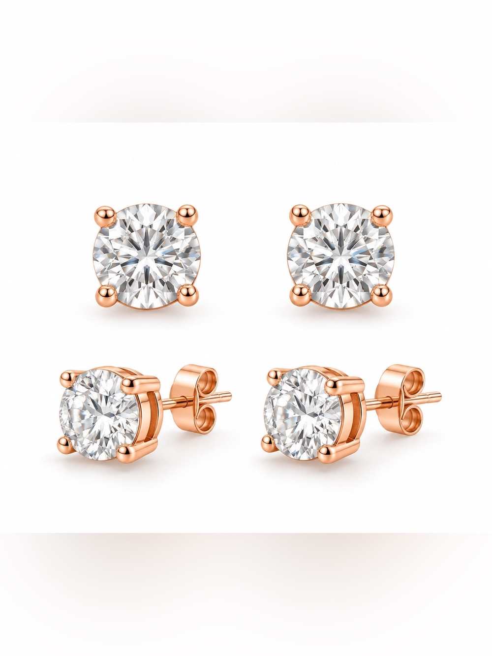 Luxury Moissanite Diamond Rose Gold pushback Stud Earrings